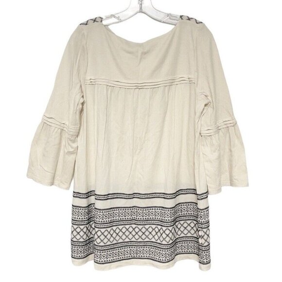 J. Jill Ivory Embroidered 3/4 Bell Sleeve Petite Tunic Oversized Boho Top‎ - Picture 2 of 7